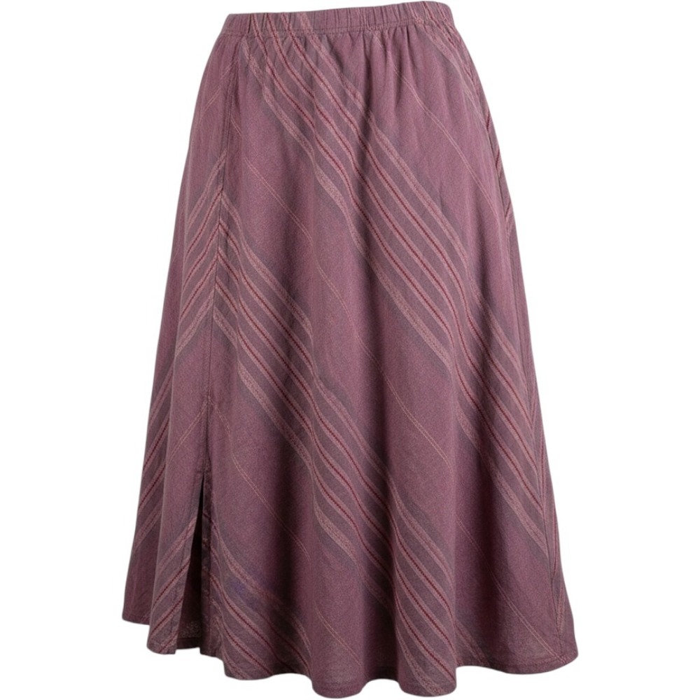 Vintage FLAX Linen Slanted Panels Midi Skirt Dusty Mauve Pink "I Am Happy" Sz S